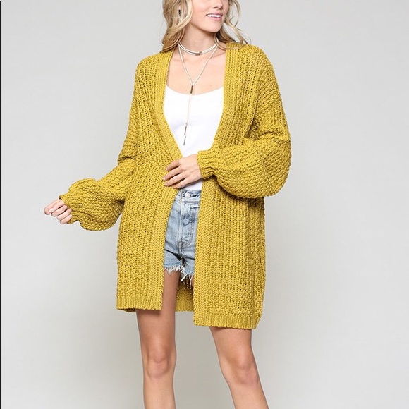Sale! QUALITY CABLE KNIT OVERSIZE CARDIGAN GOLDEN HONEY - Picture 6 of 10